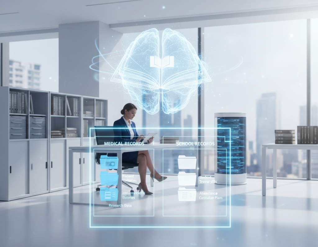 Managing Medical and School Records With a Balanced Hybrid Storage Approach